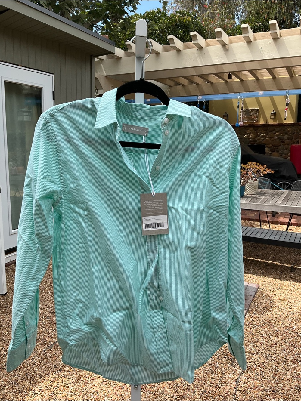 Everlane Women’s Light Mint Green Striped Button-Down Shirt